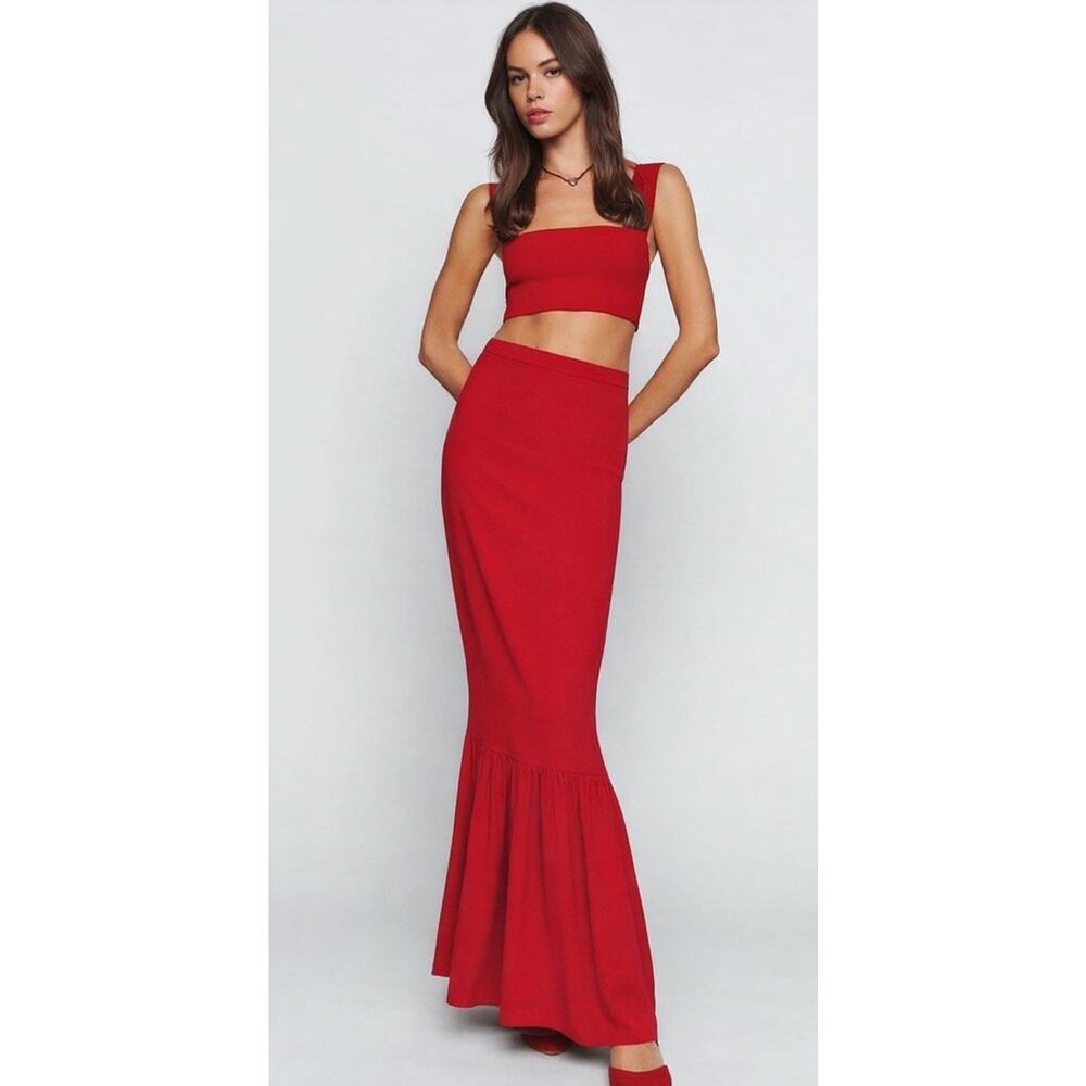 REFORMATION Petites Azella Two Piece Red Skirt & Crop Top NWT MSRP $278